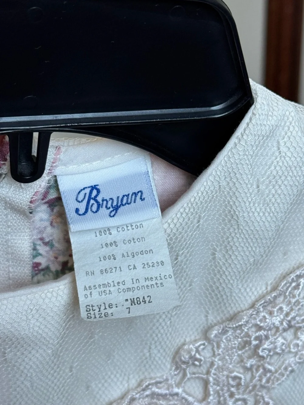Vintage Bryan Girls Floral Dress Lace Collar Prairie Cottagecore Pink Size 7